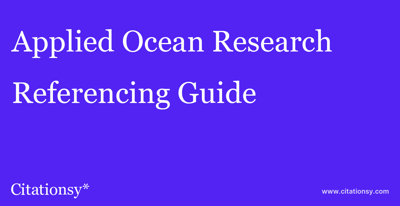 cite Applied Ocean Research  — Referencing Guide